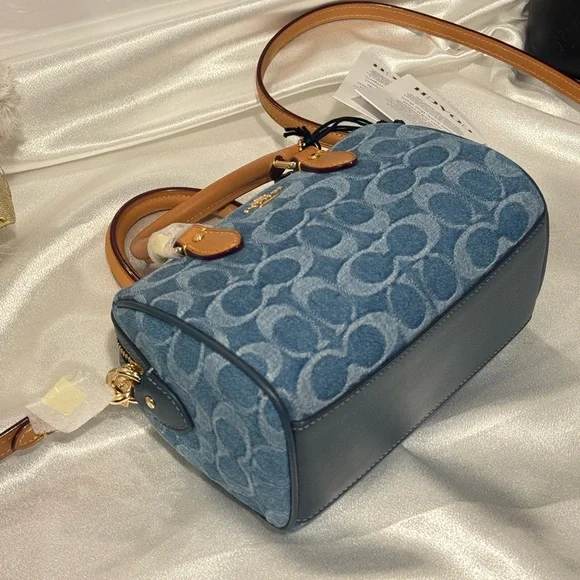 COACH Mini Rowan Crossbody Bag In Signature Denim - Picture 7 of 9